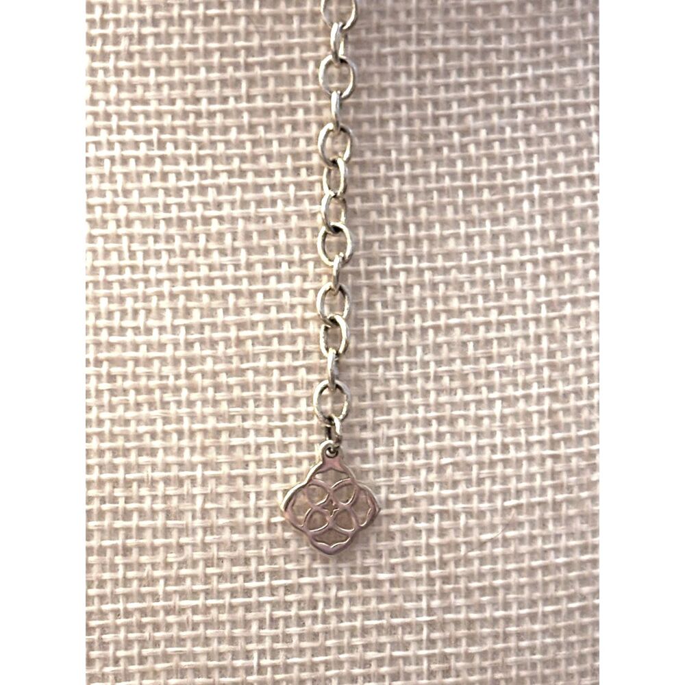 Kendra Scott Elisa Silver Tone Pendant Necklace Ocean Blue Kyocera Opal - Picture 3 of 4